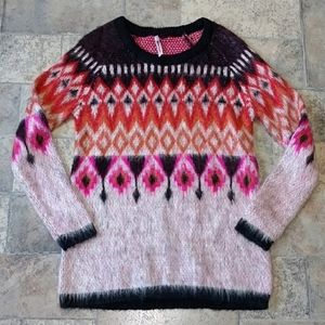 Aztec print fuzzy sweater size small